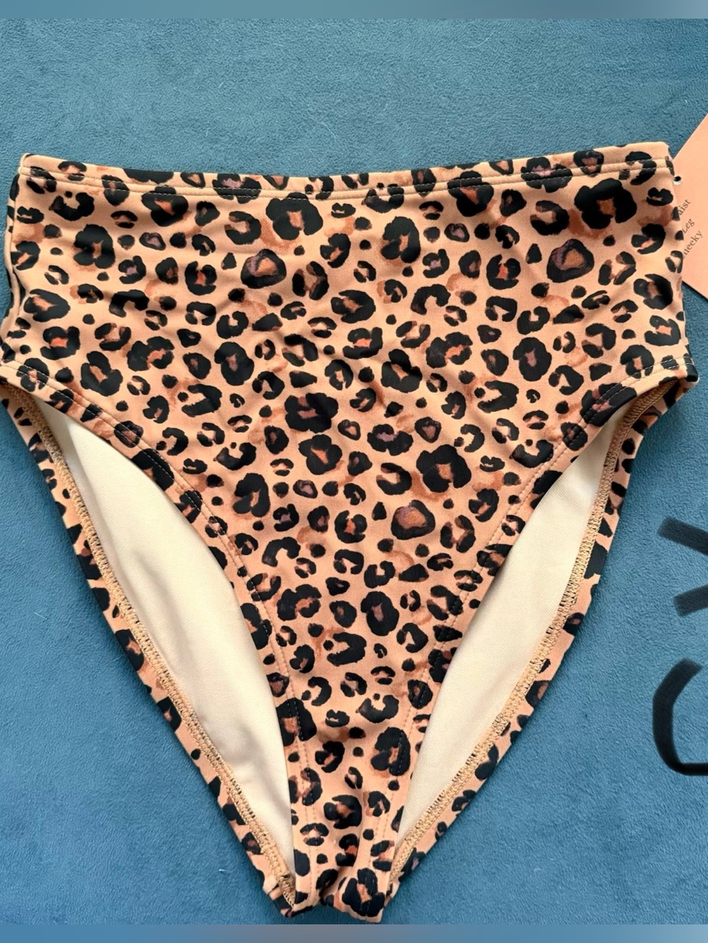 Womens Leopard Print High-Waist Bikini Bottoms